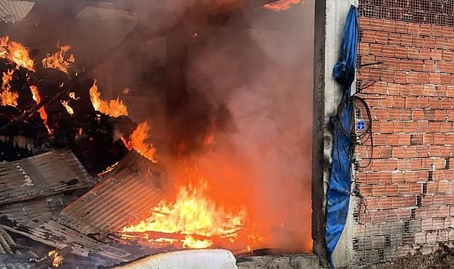 Alev alev yanan samanlık kullanılamaz hale geldi