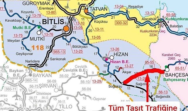 Bahçesaray-Hizan yolu geçici olarak ulaşıma kapatıldı