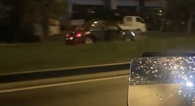 Bolu'da D-100'de bir otomobil ters şeritten kilometrelerce gitti