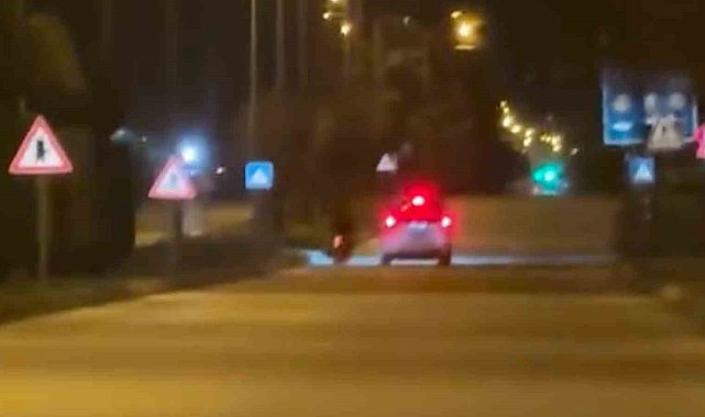 Bolu'da polisten kaçan plakasız motosikletlinin yakalanma anı kamerada