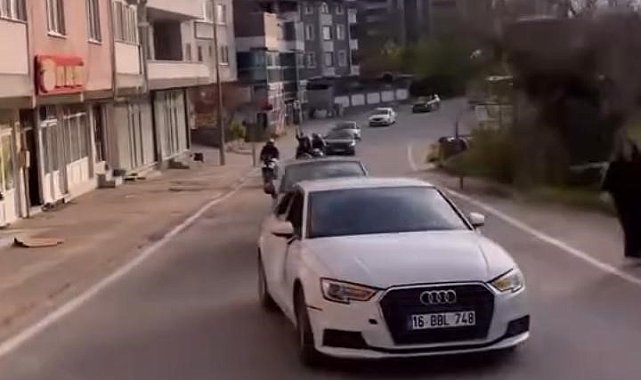 Bursa'da düğün konvoyunda tehlikeli şov
