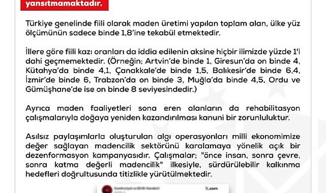 DMM'den Türkiye'deki arazi varlıklarının maden sahası olarak ruhsatlandırıldığı iddialarına yalanlama
