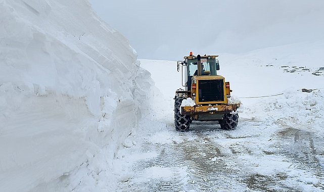 Erzurum kırsalında karla mücadeleye devam
