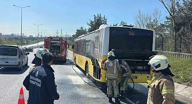 Eyüpsultan'da İETT otobüsünde korkutan yangın