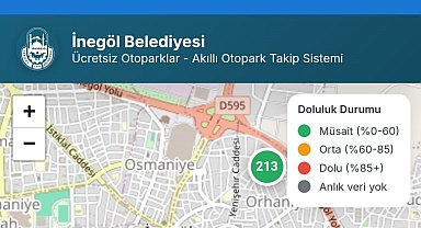 İnegöl'de ücretsiz otoparkların anlık doluluk oranı artık cebinizde