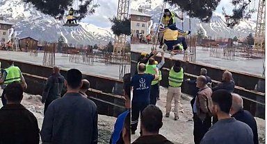 Kafasına pompa borusu düşen işçi yaralandı