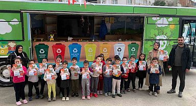 Minik öğrencilere gezici araçla sıfır atık dersi