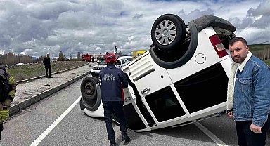Muş'ta hafif ticari araç takla attı: 1 yaralı