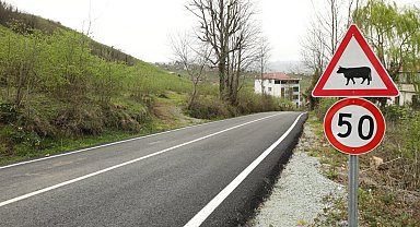 Ordu'da tamamlanan yollarda trafik güvenliği artırılıyor
