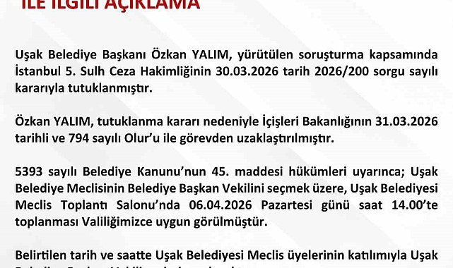 Uşak Belediye Başkan Vekili seçimi ile ilgili açıklama