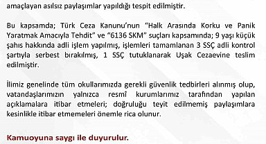 Uşak'ta asılsız paylaşımlara yönelik 1 şüpheli tutuklandı