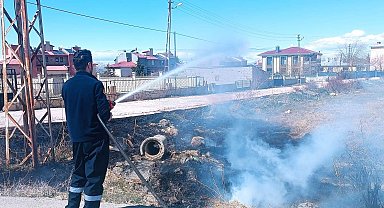 Van'da anız yangını