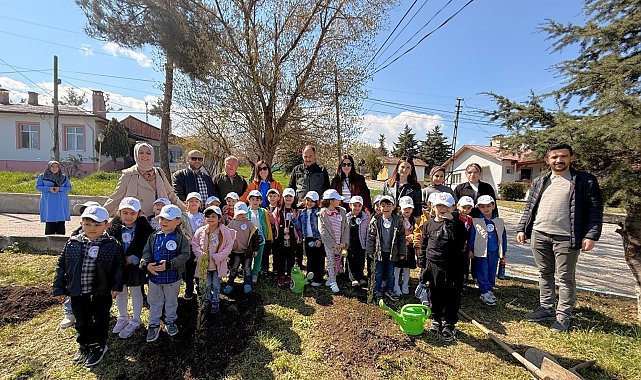 Vezirköprü'de minik eller fidan dikti