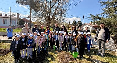 Vezirköprü'de minik eller fidan dikti