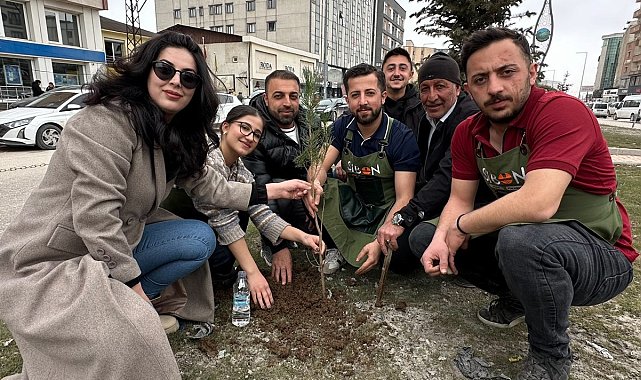 Yüksekovalı girişimci kadın çevreye dikkat çekmek için fidan dikti