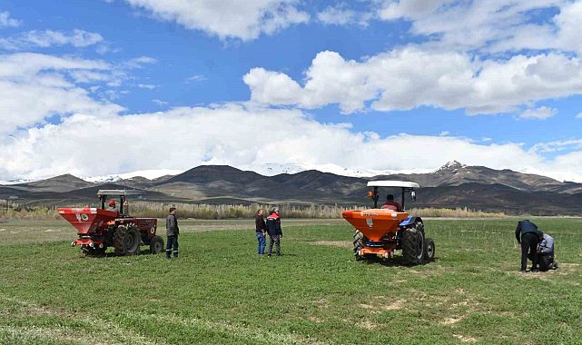 200 dekar suni merada üst gübreleme tamamlandı