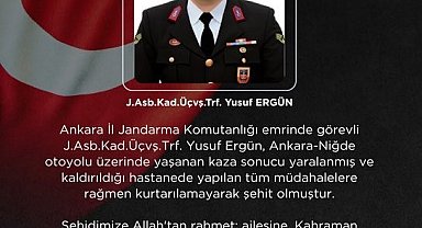 Bakan Çiftçi: "Kazada yaralanan Jandarma Astsubay Üstçavuş Yusuf Ergün şehit oldu"