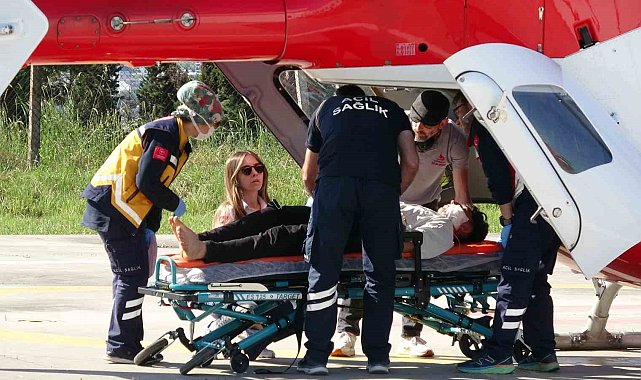 Baltayla odun keserken yaralanan çocuğun imdadına ambulans helikopter yetişti