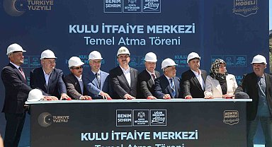 Başkan Altay Cihanbeyli ve Kulu'yu ziyaret etti, Kulu İtfaiye Merkezi'nin temelini attı