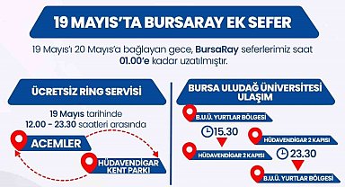 Bursa'da 19 Mayıs'ta ulaşım ücretsiz