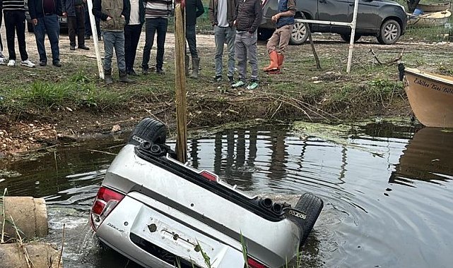 Bursa'da otomobil göle uçtu