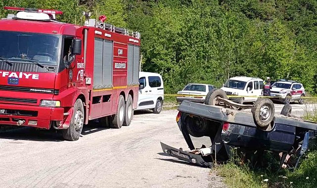 Çan'da takla atan otomobilin sürücüsü hayatını kaybetti
