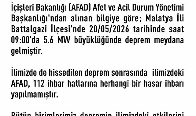 Elazığ Valiliği'nden deprem açıklaması: "Herhangi bir hasar ihbarı yok"