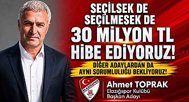 Elazığspor Başkan Adayı Ahmet Toprak, "Seçilsek de seçilmesek de 30 milyon TL hibe edeceğimizi taahhüt ediyoruz"