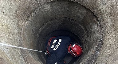 Gönen'de 6 metrelik kuyuya düşen koyun operasyonla kurtarıldı