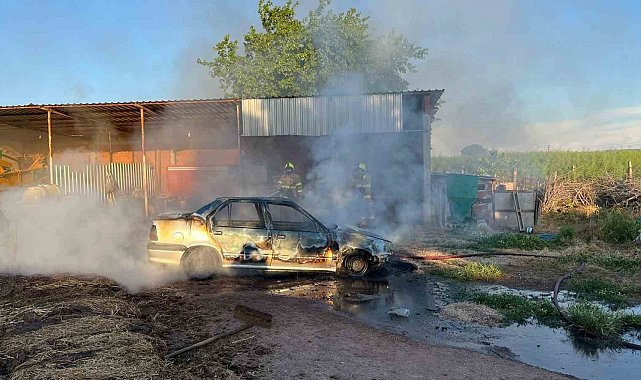 Gönen'de korkutan araç yangını