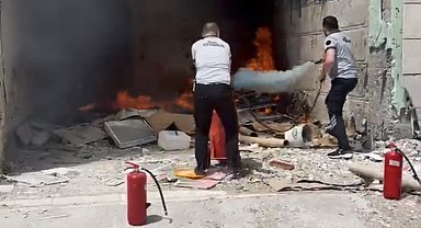 Hastane inşaatında ki yangını güvenlik görevlileri engelledi