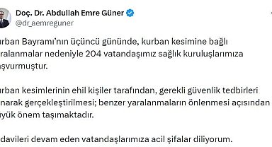 İstanbul İl Sağlık Müdürü Güner: "Kurban Bayramı'nın üçüncü gününde 204 kişi yaralandı"