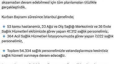 İstanbul'da Kurban Bayramı'nda 54 bin 334 personel görev yapacak