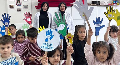 Kahta'da minik öğrencilere el hijyeni eğitimi