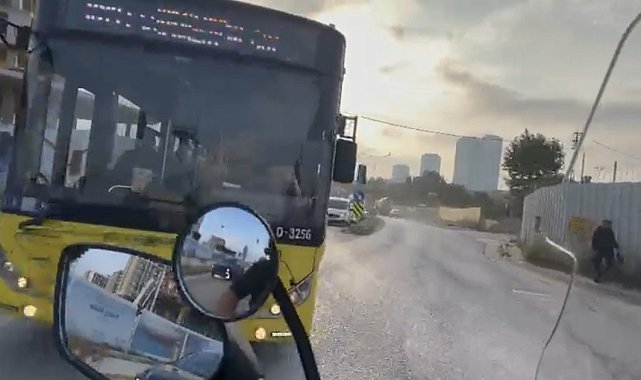 Kartal'da korku dolu anlar: İETT otobüsü kırmızıda geçti, motosikletli son anda durabildi