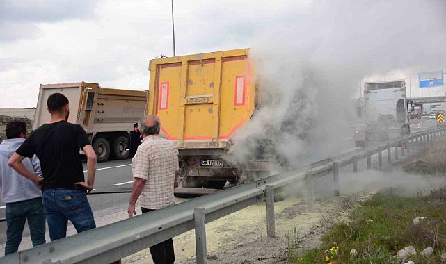 Kayseri'de tırın lastiklerinde çıkan yangın büyümeden söndürüldü