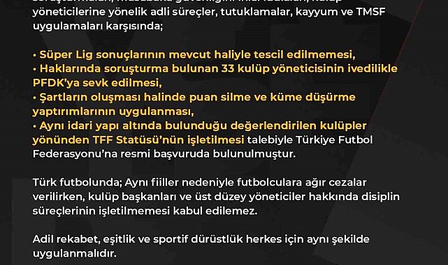Kayserispor'dan TFF'ye 'adalet' dilekçesi