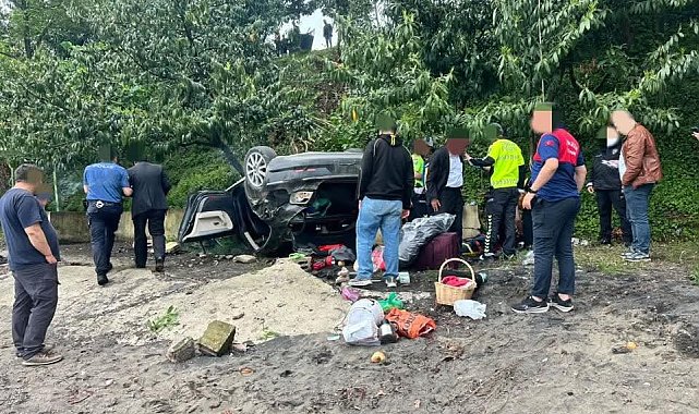 Kediye çarpmamak için manevra yapınca araç plaja uçtu: 4 yaralı