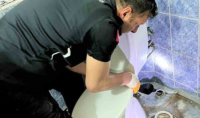 Klozete düşen yavru kediyi itfaiye kurtardı