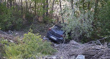 Kontrolden çıkan otomobil Harşit Çayı'nın kenarında durabildi