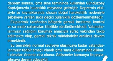 Malatya'da deprem sonrası içme suyunda bulanıklık oldu