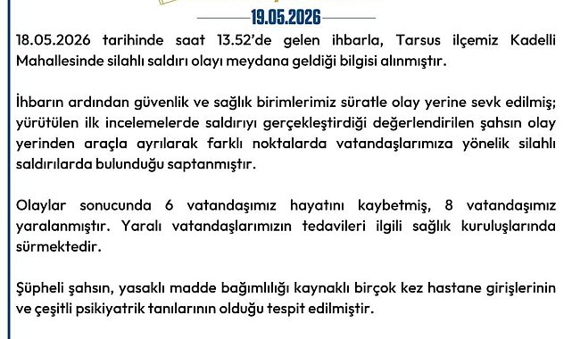 Mersin Valiliği'nden kanlı saldırı açıklaması
