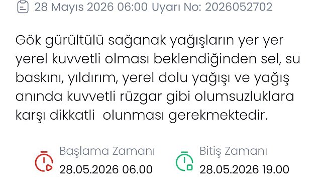 Meteoroloji Denizli için sarı kodulı uyarı verdi