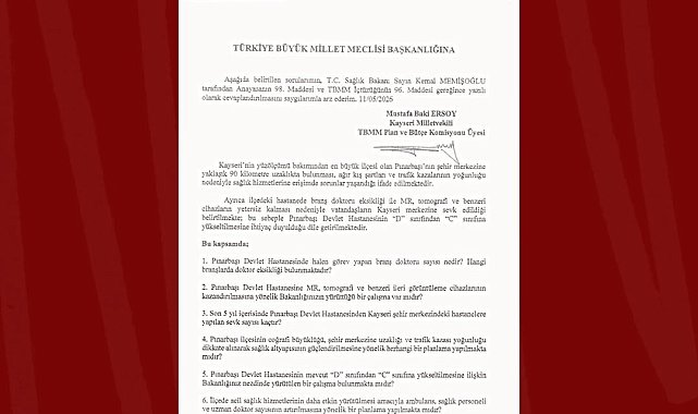 MHP'li Ersoy'dan Pınarbaşı için sağlık hamlesi