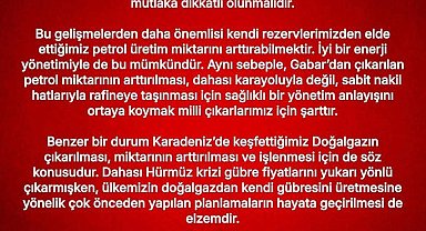 MHP'li Özdemir: "Gabar'dan çıkarılan petrolün arttırılması ve sabit nakil hatlarıyla rafineye taşınması için sağlıklı bir yönetim anlayışını ortaya koymak milli çıkarlarımız için şarttır"