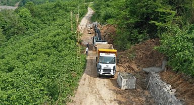Ordu Büyükşehir'den Kovancı Mahallesi'ne taş duvar önlemi