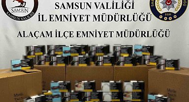 Samsun'da 50 bin adet dolu makaron ele geçirildi