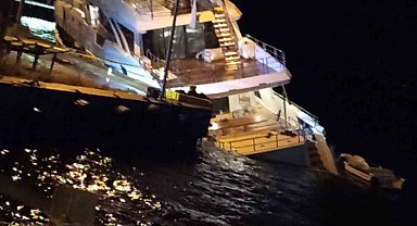 Sinop'ta lüks yat su alarak yan yattı: 6 mürettebat kurtarıldı