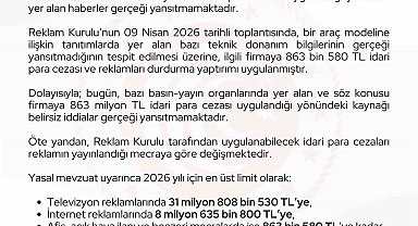 Ticaret Bakanlığı: "Bir otomotiv firmasına 863 milyon lira ceza uygulandığı haberleri gerçeği yansıtmamaktadır"