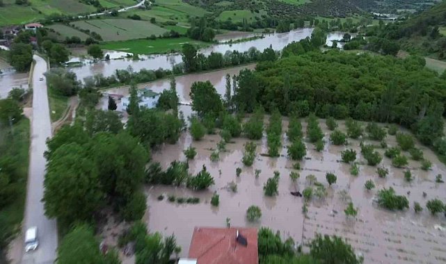 Tokat'ta Kelkit Çayı taştı, köyü su bastı